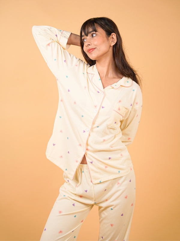 Candy Heart Full-Sleeve Pajama Set