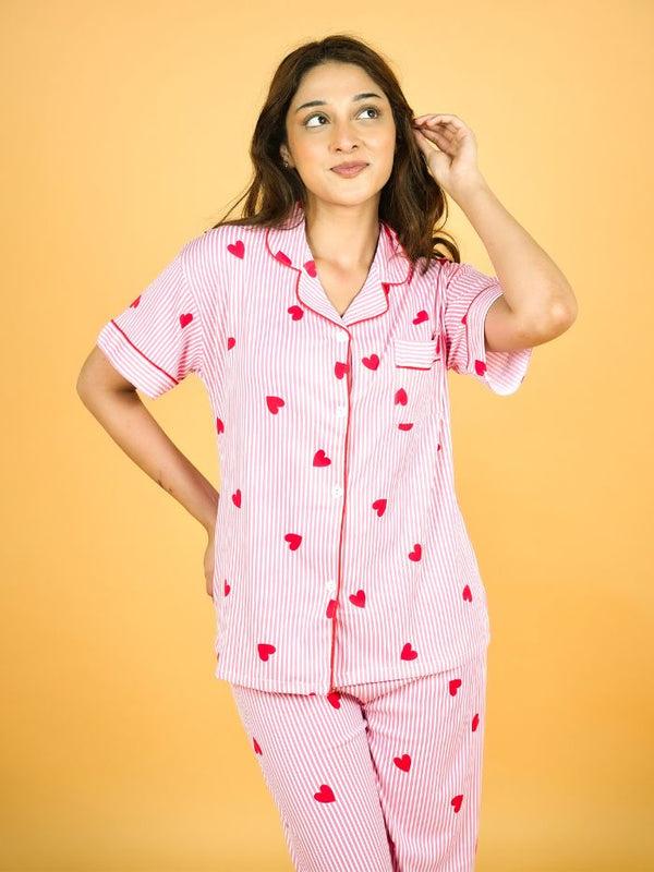 Sweetheart Soft Stripe Nightsuit Set