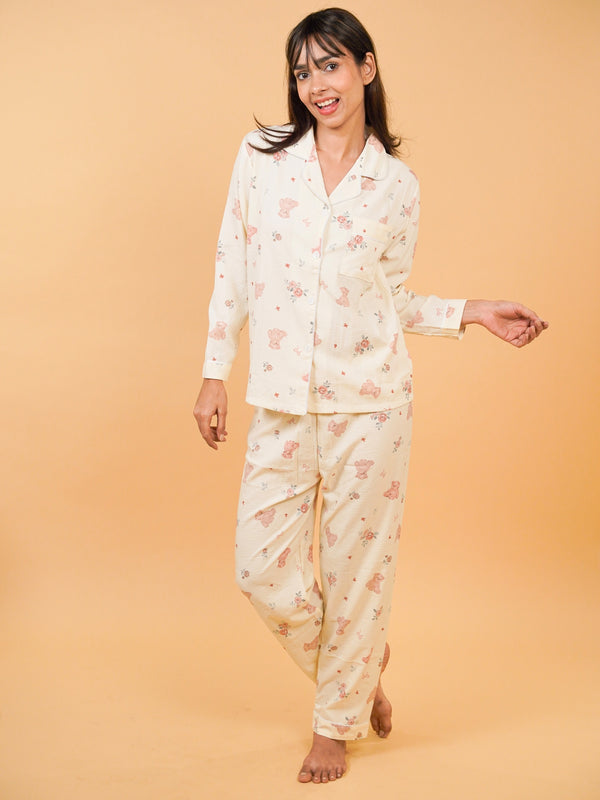 Teddy Hugs Bubble Cotton Nightsuit Set